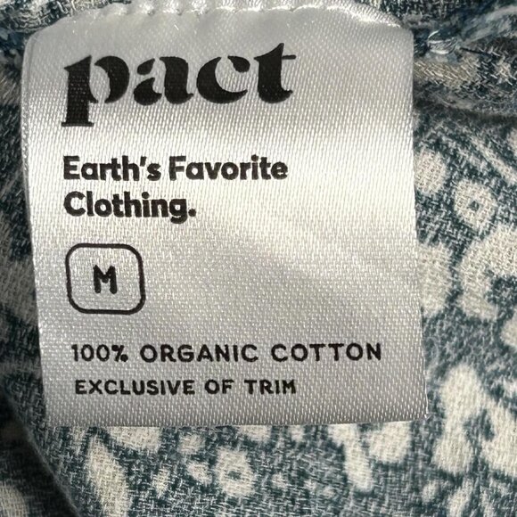 Pact Shirt Womens Medium Blue Floral Organic Cotton Button Front Long Sleeve - Picture 6 of 13
